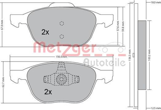 Metzger 1170008 - Brake Pad Set, disc brake autospares.lv