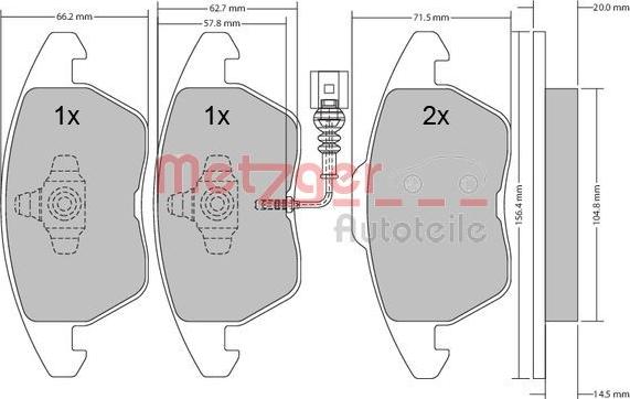 Metzger 1170007 - Brake Pad Set, disc brake autospares.lv