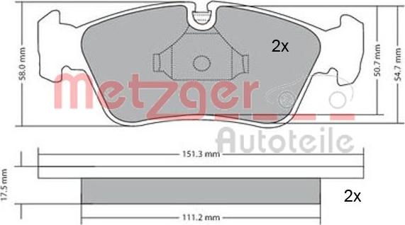 Metzger 1170019 - Brake Pad Set, disc brake autospares.lv