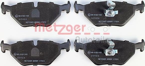 Metzger 1170014 - Brake Pad Set, disc brake autospares.lv