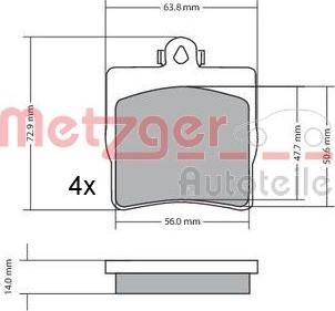 Metzger 1170016 - Brake Pad Set, disc brake autospares.lv