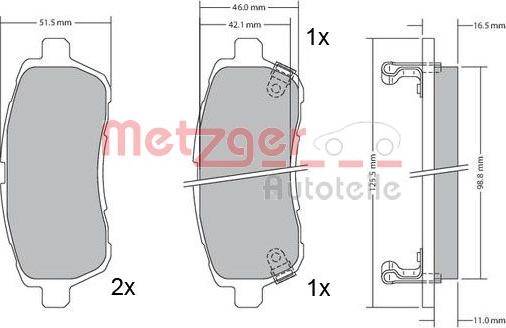 Metzger 1170017 - Brake Pad Set, disc brake autospares.lv