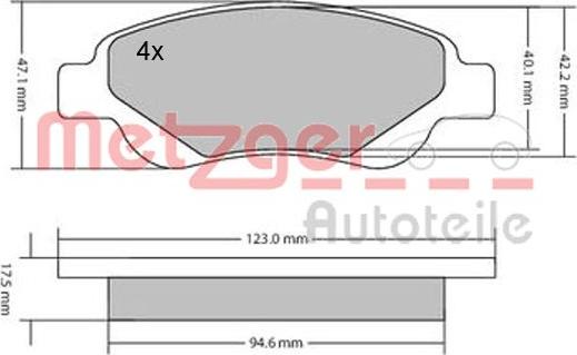 Metzger 1170089 - Brake Pad Set, disc brake autospares.lv