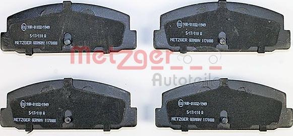 Metzger 1170088 - Brake Pad Set, disc brake autospares.lv