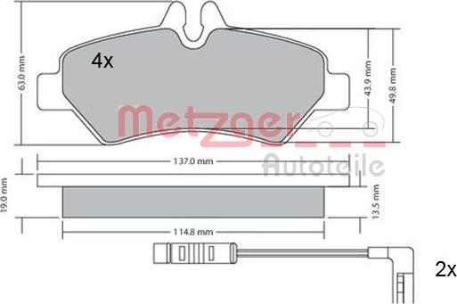 Metzger 1170037 - Brake Pad Set, disc brake autospares.lv