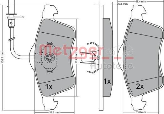 Metzger 1170196 - Brake Pad Set, disc brake autospares.lv