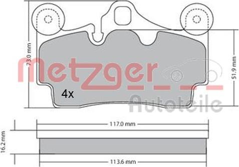 Metzger 1170191 - Brake Pad Set, disc brake autospares.lv