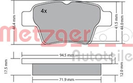 Metzger 1170198 - Brake Pad Set, disc brake autospares.lv