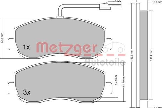 Metzger 1170148 - Brake Pad Set, disc brake autospares.lv