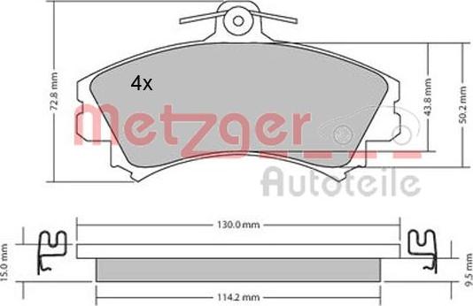 Metzger 1170143 - Brake Pad Set, disc brake autospares.lv