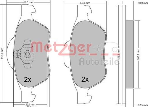 Metzger 1170155 - Brake Pad Set, disc brake autospares.lv