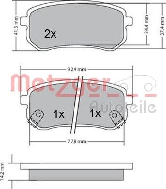 Metzger 1170169 - Brake Pad Set, disc brake autospares.lv