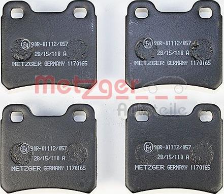 Metzger 1170165 - Brake Pad Set, disc brake autospares.lv