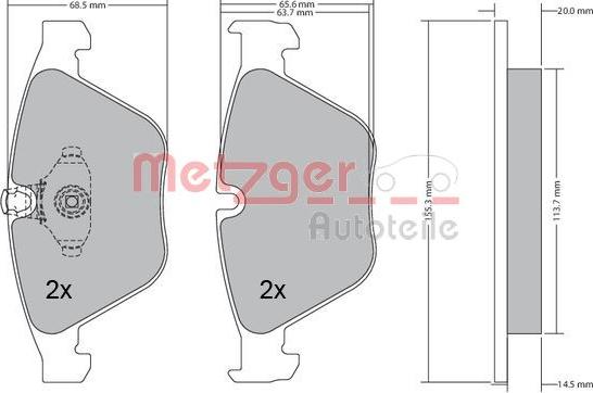 Metzger 1170168 - Brake Pad Set, disc brake autospares.lv