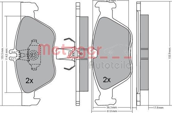 Metzger 1170162 - Brake Pad Set, disc brake autospares.lv