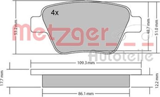 Metzger 1170106 - Brake Pad Set, disc brake autospares.lv