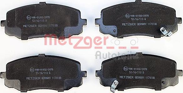 Metzger 1170108 - Brake Pad Set, disc brake autospares.lv