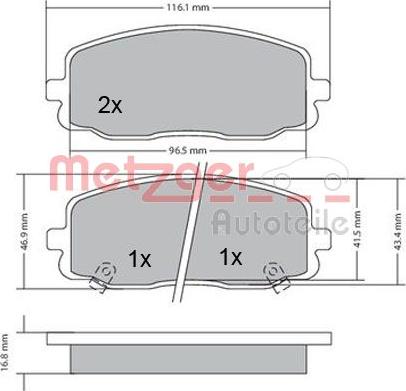 Metzger 1170108 - Brake Pad Set, disc brake autospares.lv
