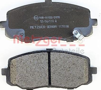 Metzger 1170108 - Brake Pad Set, disc brake autospares.lv