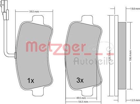 Metzger 1170111 - Brake Pad Set, disc brake autospares.lv