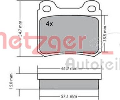 Metzger 1170112 - Brake Pad Set, disc brake autospares.lv