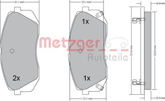 Metzger 1170186 - Brake Pad Set, disc brake autospares.lv