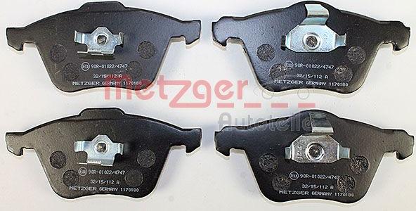 Metzger 1170180 - Brake Pad Set, disc brake autospares.lv