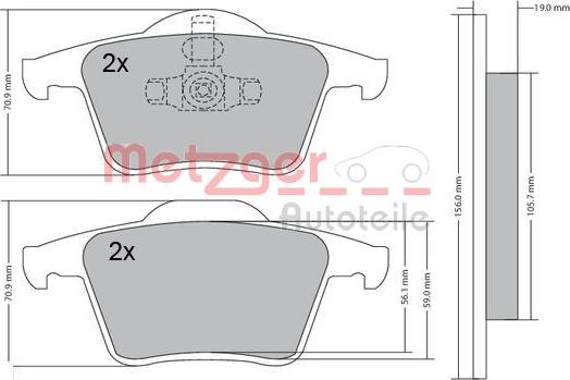 Metzger 1170180 - Brake Pad Set, disc brake autospares.lv