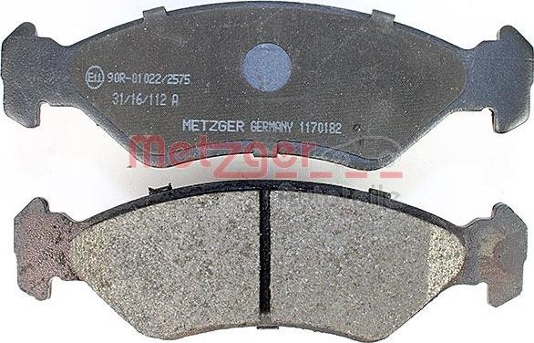 Metzger 1170182 - Brake Pad Set, disc brake autospares.lv