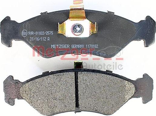 Metzger 1170182 - Brake Pad Set, disc brake autospares.lv