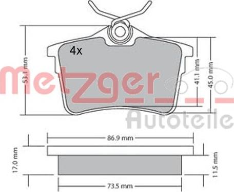 Metzger 1170139 - Brake Pad Set, disc brake autospares.lv