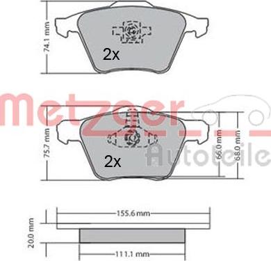 Metzger 1170130 - Brake Pad Set, disc brake autospares.lv