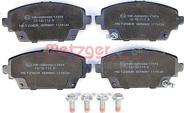 Metzger 1170124 - Brake Pad Set, disc brake autospares.lv