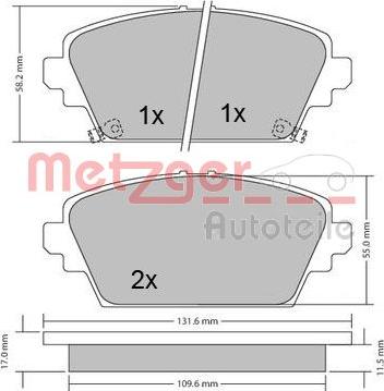 Metzger 1170124 - Brake Pad Set, disc brake autospares.lv