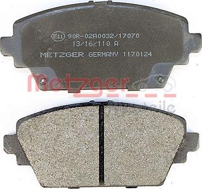 Metzger 1170124 - Brake Pad Set, disc brake autospares.lv