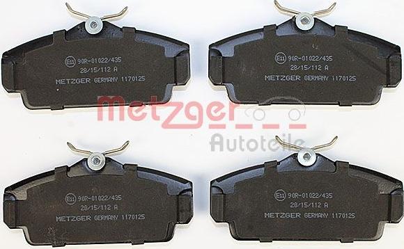 Metzger 1170125 - Brake Pad Set, disc brake autospares.lv