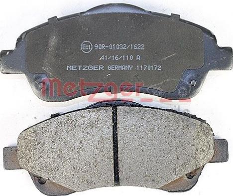 Metzger 1170172 - Brake Pad Set, disc brake autospares.lv