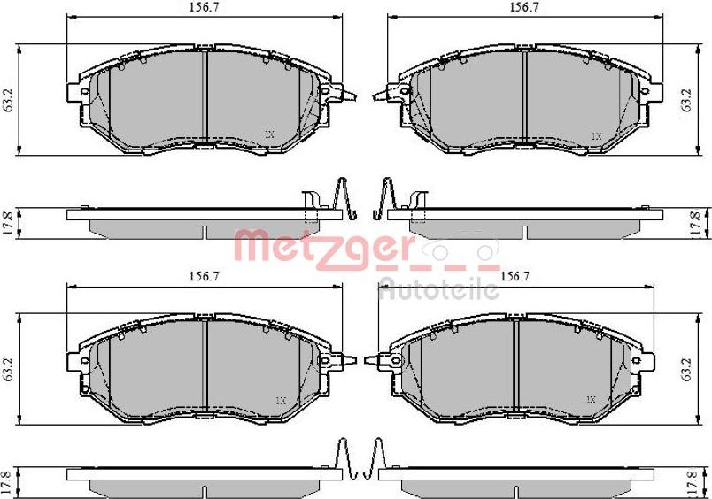 Metzger 1170841 - Brake Pad Set, disc brake autospares.lv