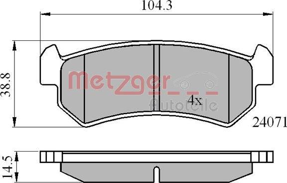 Metzger 1170869 - Brake Pad Set, disc brake autospares.lv