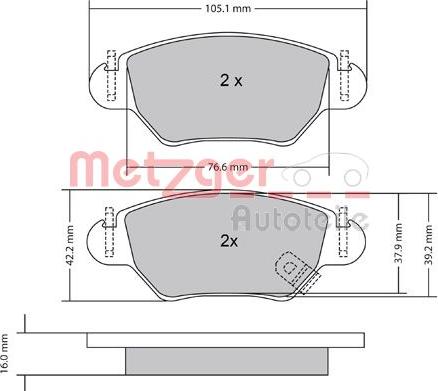 Metzger 1170809 - Brake Pad Set, disc brake autospares.lv