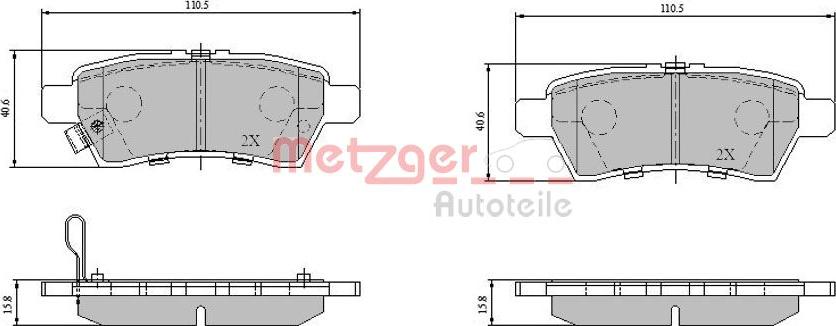 Metzger 1170825 - Brake Pad Set, disc brake autospares.lv