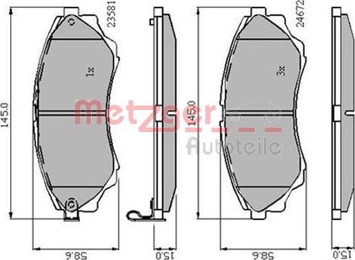 Metzger 1170876 - Brake Pad Set, disc brake autospares.lv