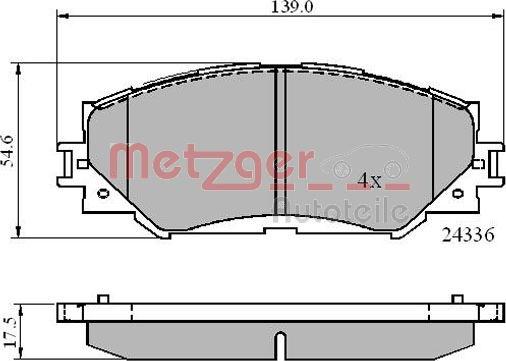 Metzger 1170873 - Brake Pad Set, disc brake autospares.lv