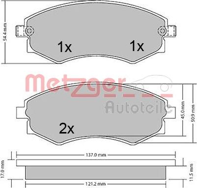 Metzger 1170394 - Brake Pad Set, disc brake autospares.lv