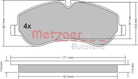 Metzger 1170349 - Brake Pad Set, disc brake autospares.lv