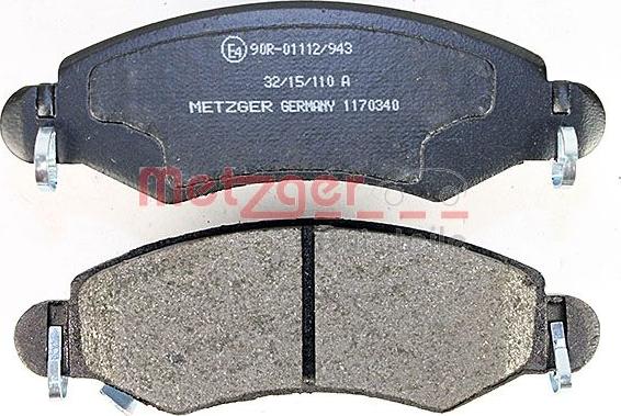 Metzger 1170340 - Brake Pad Set, disc brake autospares.lv