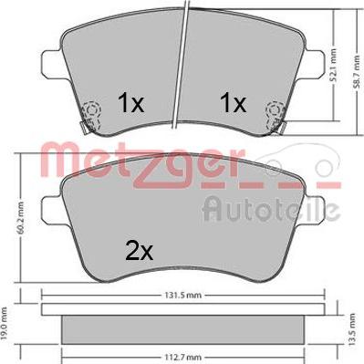 Metzger 1170359 - Brake Pad Set, disc brake autospares.lv