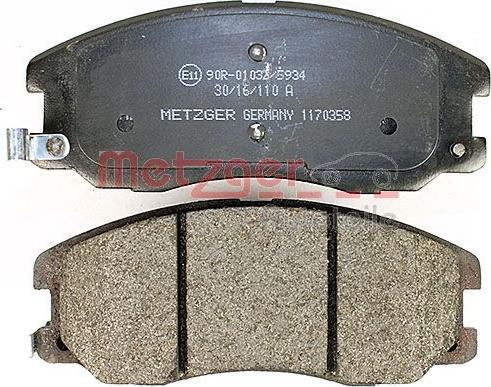 Metzger 1170358 - Brake Pad Set, disc brake autospares.lv