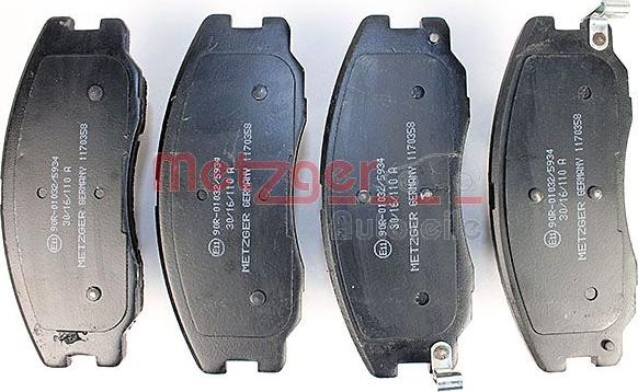 Metzger 1170358 - Brake Pad Set, disc brake autospares.lv