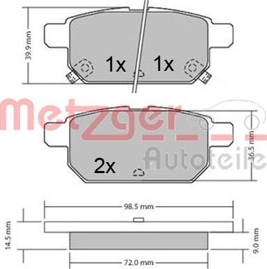 Metzger 1170360 - Brake Pad Set, disc brake autospares.lv